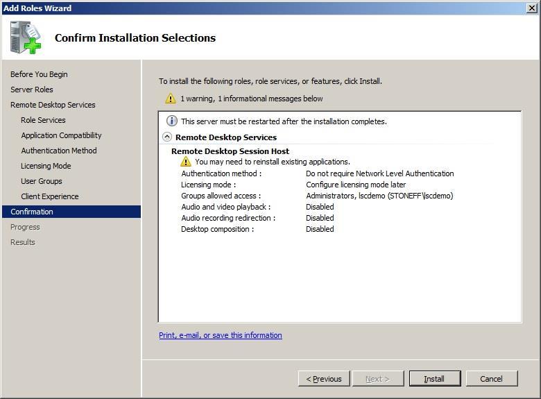 46 Installing Application Launcher & Session Recording Prerequisites 10) On the Confirm Installation Selections page, examine the installation selections.