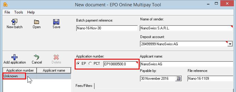4 Creating batch payments Enter the Applicant name (optional). To enter a due date (optional) in the Payable by field, enter it in the format dd.mm.