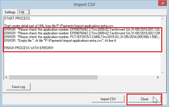 In the example below, the application numbers appear as invalid because the fields in the CSV file are separated by semicolons and not by commas.