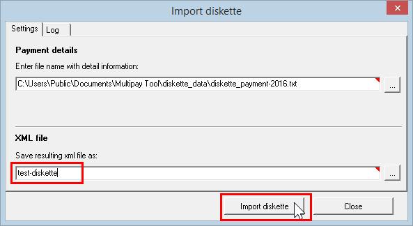 The Multipay Tool will save the XML file in the default working directory. You can change the target file location; see Importing CSV files (p. 31).