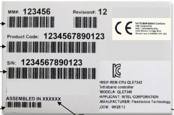 Manufacturer: Flextronics Technology The following data will be added to the existing package label for European Union requirements: 1. CE Mark 2.