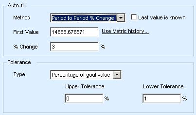 In the "% Change" box, enter 3, which corresponds to the desired three percent per period increase in average net sales. 8.