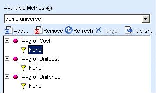 When the metric is refreshed, the "Metric history" section of the dialog box changes to display the "Start", "Last", and "Stop" dates of the metric.