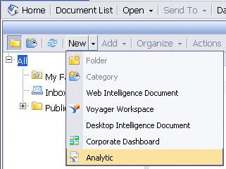 Creating Rules and Alerts 6 Lesson 10: Create an Alerts analytic You can access the "Create New Analytic" page directly from InfoView. Accessing the InfoView analytic creation page 1.