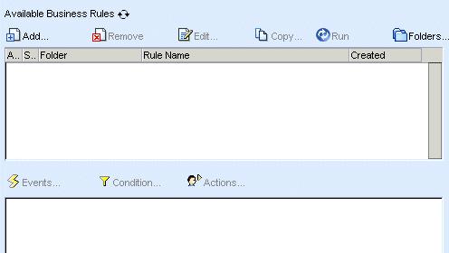 Creating Rules and Alerts Lesson 11: Create a rule 6 When you select a rule in the "Available Business Rules" list, the description of the rule appears in the lower pane.