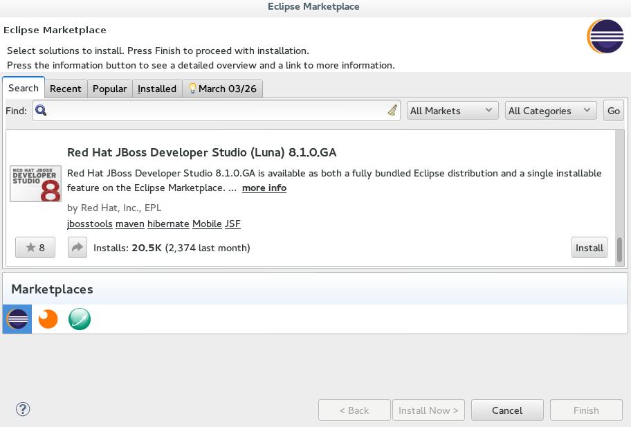 3. INSTALL JBOSS DEVELOPER STUDIO INTEGRATION STACK IN ECLIPSE WHEN ONLINE NOTE The minimum memory requirements are 2 GB RAM and 1 GB of hard disk space. 3.