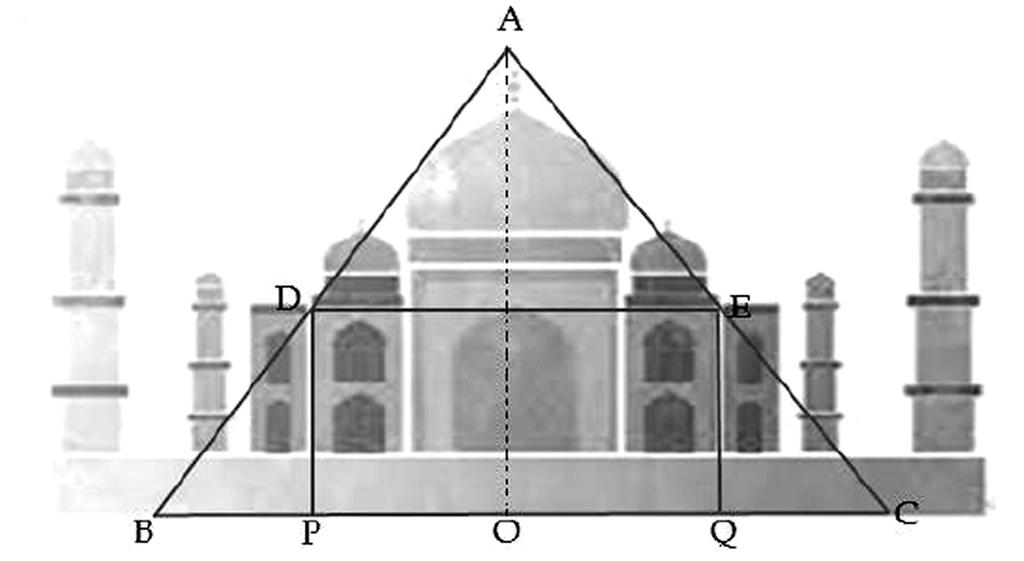 SECTION E (OTBA) THEME 2: 'QUADRILATERALS IN ARCHITECTURE, WAH TAJ! 29. D and E are the mid-points of the sides AB and AC of a triangle ABC and O is any point on the side BC.