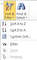 From the Home Tab click choose down arrow by the Sort & Filter option 3. Choose Filter 4. Little down arrows will appear next to the labels in the header row 5.