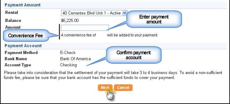 If you select the Credit Card payment method, you need to complete all of the fields. Page 9 Click the Save button. Once the payment account has been setup, you can initiate a one-time payment.
