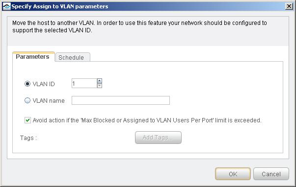 In the Action section of the policy, select one of Access Port ACL, Assign Security Group Tag, Assign to VLAN, Endpoint Address ACL or Switch