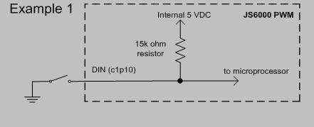 Examples of DIN Configuration: If the system has an external normally open switch connected between C1P10 and ground, then the configuration would be set for Invert Disabled and Pull Up Resistor.