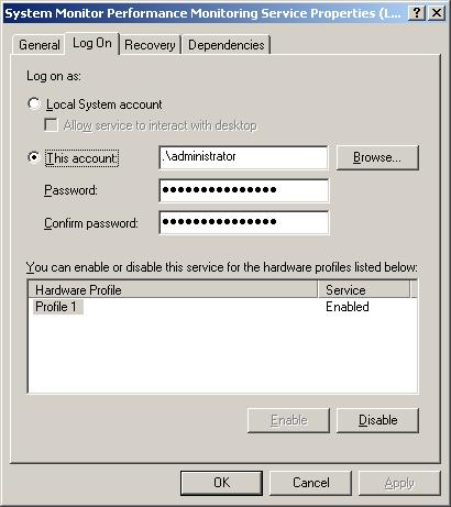 2 Configuration Settings In the example above, the "administrator" account for the management server is specified as the execution account. 4.