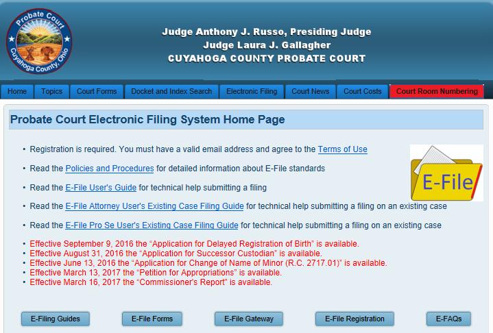 Navigate your web browser to the Probate Court