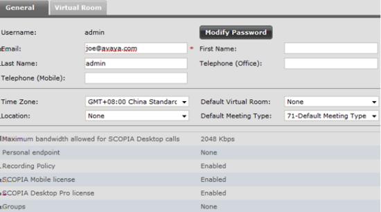 Field Recording Policy Scopia Mobile License Scopia Desktop Pro License Groups Description If enabled, indicates that Scopia Management has a recording policy.