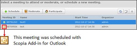 Figure 5: The user portal's welcome screen You can modify or cancel meetings scheduled using the Scopia Add-in for Microsoft Outlook only from within Outlook, not from the user portal of Scopia
