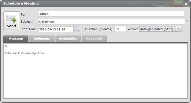Or Figure 7: Beginning to schedule a meeting in the Scopia Management user portal 2.