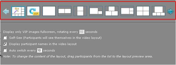 Figure 51: Selecting a layout Positioning the Active Speaker in the Video Layout About this task If you have moderator privileges, you can show the active speaker in the pane of your choice.