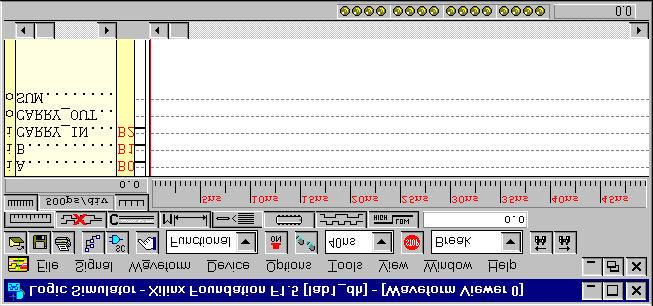 Click and drag from the rightmost circle onto the signal name for A in the Logic Simulator Window. A red B0 should appear to the right of the signal name.