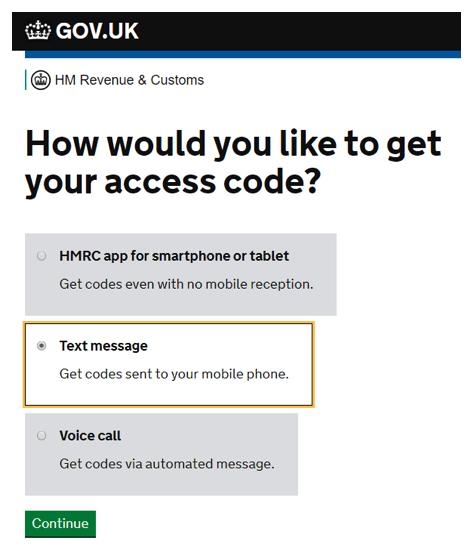 Step 10 Select how you want to get your access code.