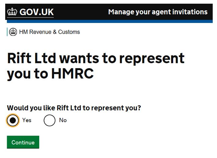 Yes to confirm you want RIFT to represent you.