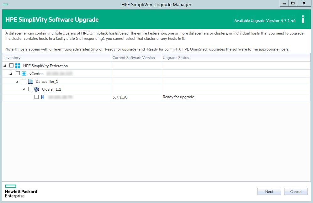 5. Ensure that the hosts you want to upgrade have an Upgrade Status of Ready for upgrade.