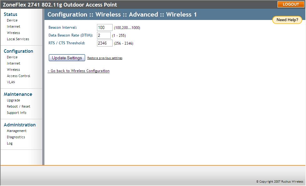 Configuring the Access Point Configuring WLAN Settings Figure 44.