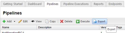 Exporting Pipelines You can export an existing pipeline from your vrealize Code Stream instance to a JSON file.