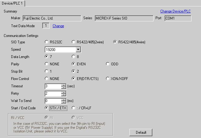 3.3 ก 3 ก GP-Pro EX MICREX-F Series SIO ก ก ก ก ก ก [Device/PLC Settings] ก [System setting window] ก ก ก ก ก ก ([ก ]) ก ก ก ก