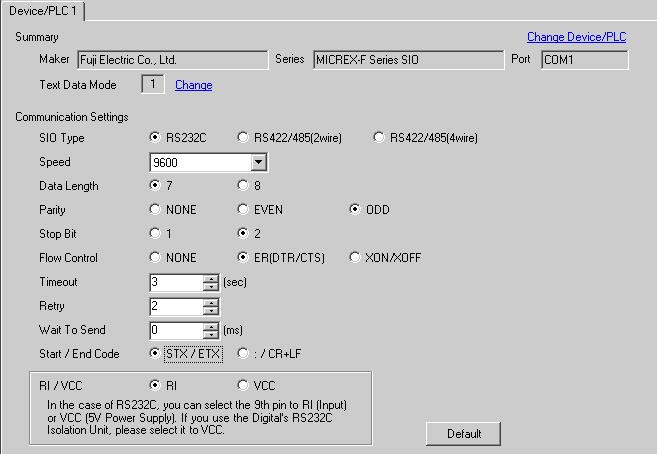 3.7 ก 7 ก GP-Pro EX MICREX-F Series SIO ก ก ก ก ก ก [Device/PLC Settings] ก [System setting window] ก ก ก ก ก ก ([ก ]) ก ก ก ก