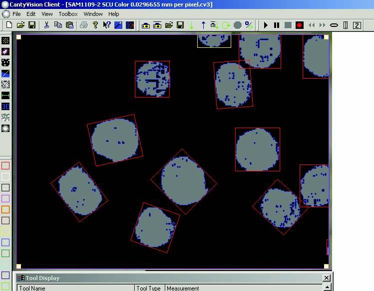 Figure 7, Test Scan of 13 particles,
