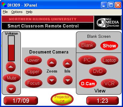 Podium Control Instructions Document Camera ( ELMO ) Projection You can control the document camera from the Podium Control or from the