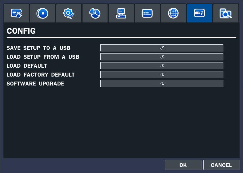 3-9. Setup - CONFIG Mode In the SETUP menu, select the CONFIG tab. Then, the configuration menu is displayed as pictured below.