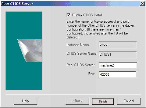 Install CTI OS Server CTI OS Server installation Step 18 Click Next. The Peer CTIOS Server screen appears.