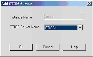 CTI OS Server installation Install CTI OS Server The Add CTIOS Server dialog box appears.