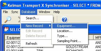 3.5 Editing Data: Adding Data Records Equipment, Location, Type, and Sampling Point records can be added to
