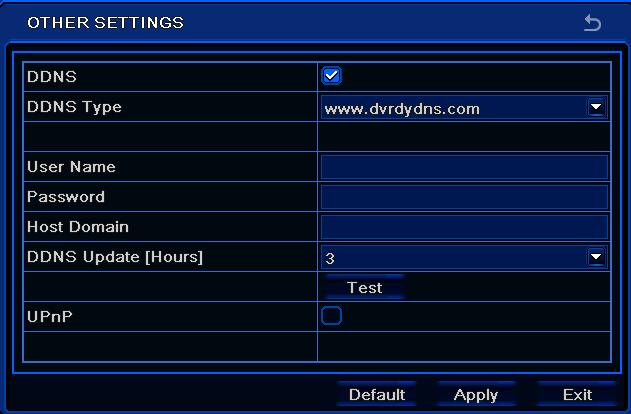 Select DDNS type at pull down list, in order to use HOMMAX DDNS service please select HOMMAX DDNS Enter user name, password (there are the www.