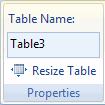 Properties group The properties group (see figure 11 below) enables you to do two things: Figure 11: properties group on Table Tools tab 1.
