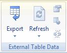 The External Table Data Group This group (shown in figure 14) is all about the source data of a table and only applies if the data in the table has been imported into Excel using a database- or