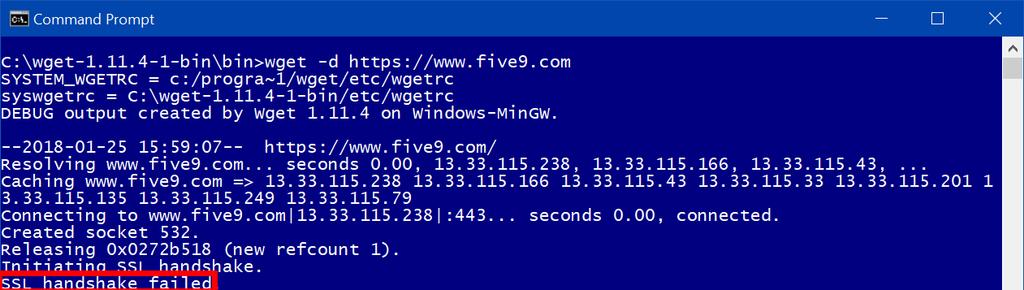 Testing Wget To ensure that Wget supports TLS 1.1 and 1.2, run this command: wget -d https://www.five9.