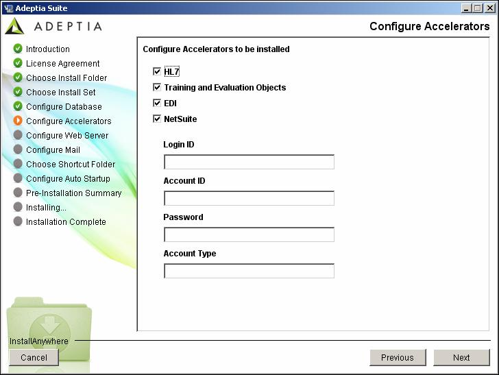 Figure 4.7: Configure Accelerators 16. Enter the required information in these fields and click Next button.