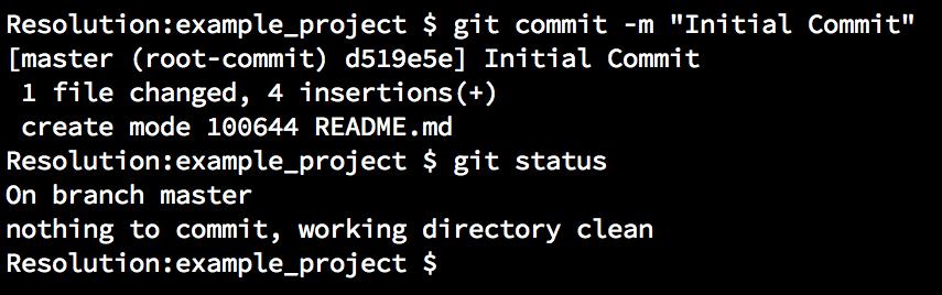 Step 3: Submit First Commit Let s commit this file to the repository git commit -m Initial Commit Our change to the