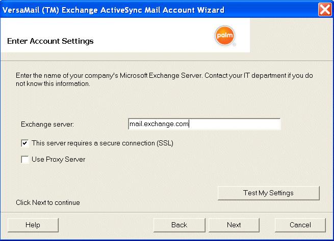 WORKING WITH ACCOUNTS ON YOUR COMPUTER 9 7 Select the drop-down list and select Exchange Active Sync. Select Next. 8 Enter the name and address of the Exchange server for this account.