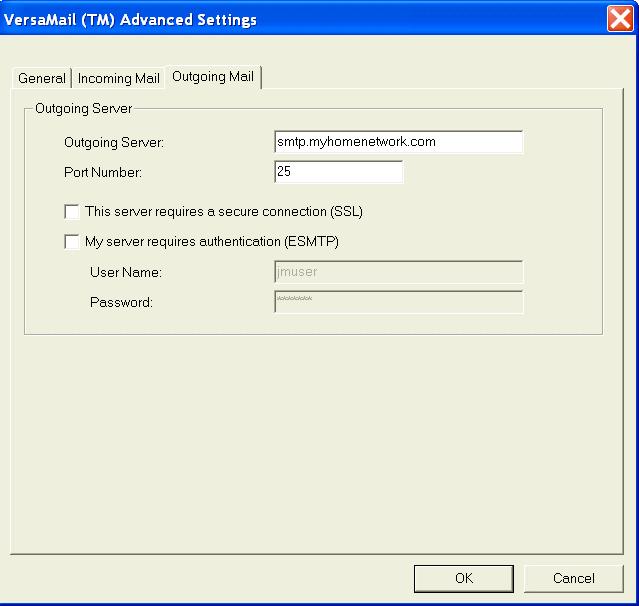 9 WORKING WITH ACCOUNTS ON YOUR COMPUTER Outgoing Server: Enter the address of your outgoing mail server. Port Number: The default is 25, the port number that most SMTP servers use.