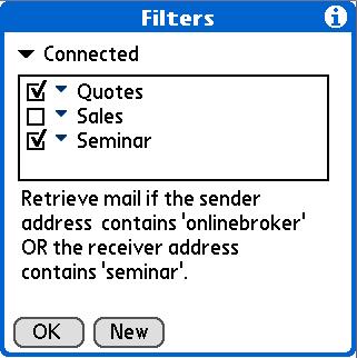ADVANCED TOPICS 7 Turning filters on and off A filter that is turned on applies to all subsequent downloads of email until you deselect it. More than one filter can be in effect at once.