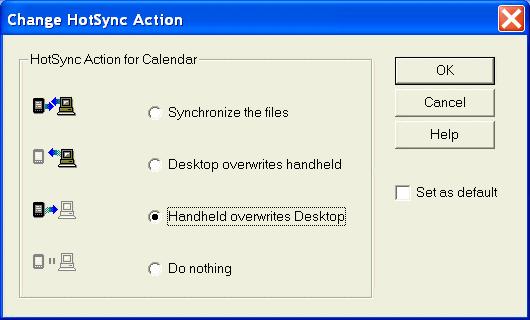 If you are not sure that your smartphone info is up-to-date, skip to step 9. 4 Select Handheld overwrites Desktop and select OK.
