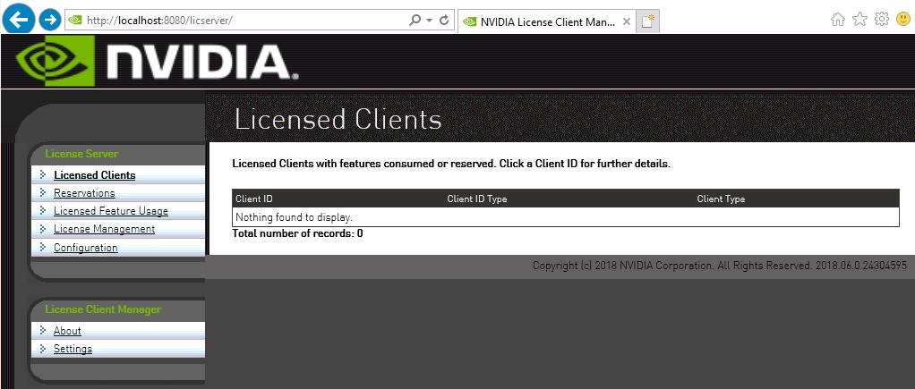 Managing Licenses on the NVIDIA vgpu Software License Server Figure 13 License Server Management Interface If the management interface is not displayed, consult Management Interface Connection Errors