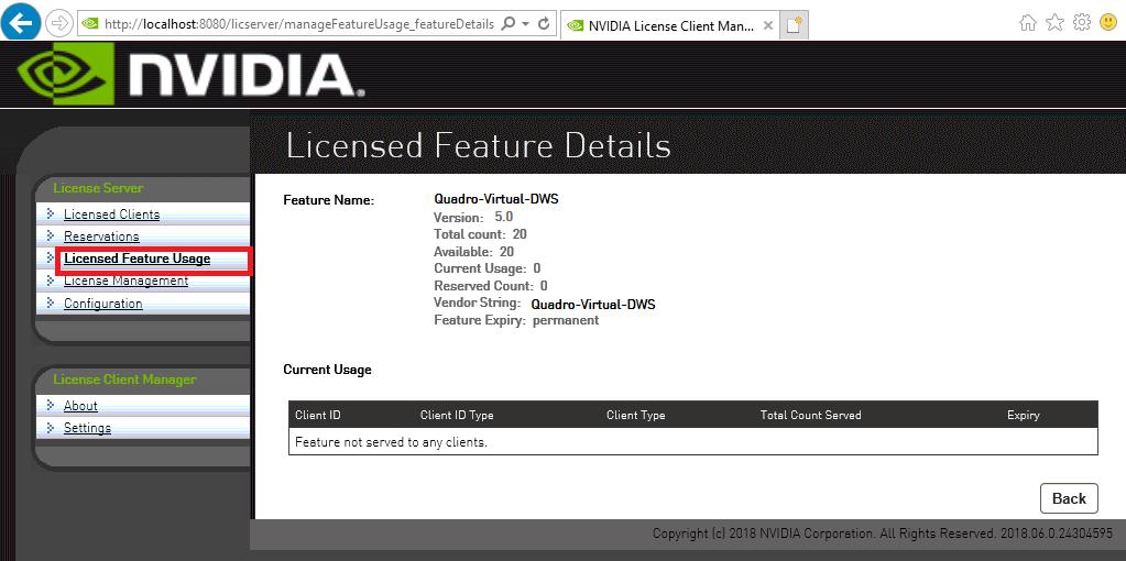 Managing Licenses on the NVIDIA vgpu Software License Server Property Description Expiry The date on which the right to use the licensed feature expires.