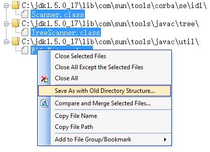 Example 1: This example shows how to copy the selected the files to a new place with old directory structure. 1. Right click on the selected the files and choose menu item Save As With Old Directory Structure.