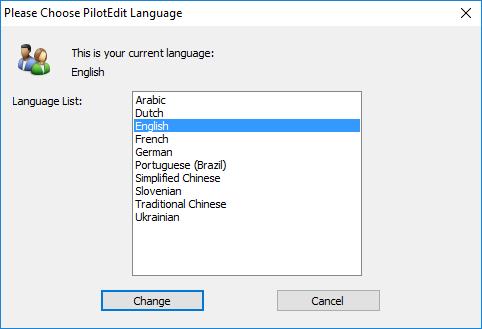 Example 1: You can change PilotEdit into Simplified Chinese in this way: 1. Select menu item Configure, then Change Language... 2. Select the language Simplified Chinese. 3.