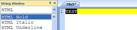 Select some text in the active file and double click the added string in the string table. 3.